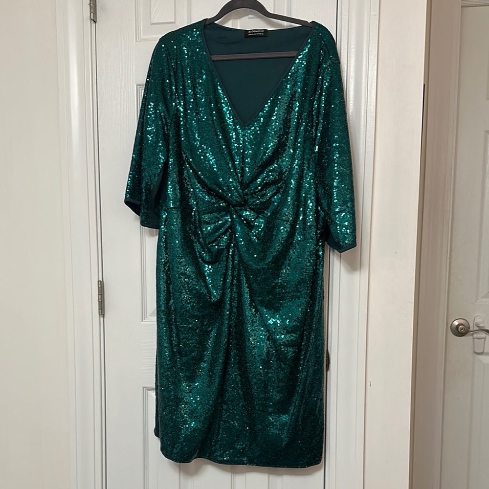 Bloomchic Green Sequin Midi Dress